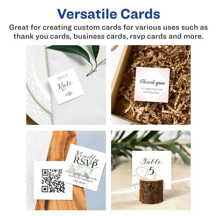 Avery Printable Square Cards with Sure Feed Technology, 2" x 2", Matte White Cardstock, Print-to-the-Edge, Laser/Inkjet Cards, 600 Total