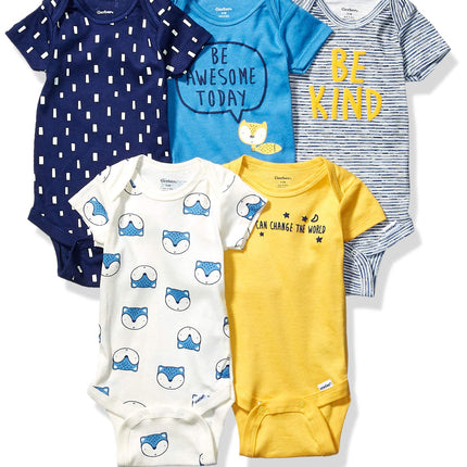Gerber baby-boys 5-pack Short Sleeve Variety Onesi
