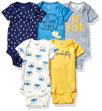 Gerber baby-boys 5-pack Short Sleeve Variety Onesi