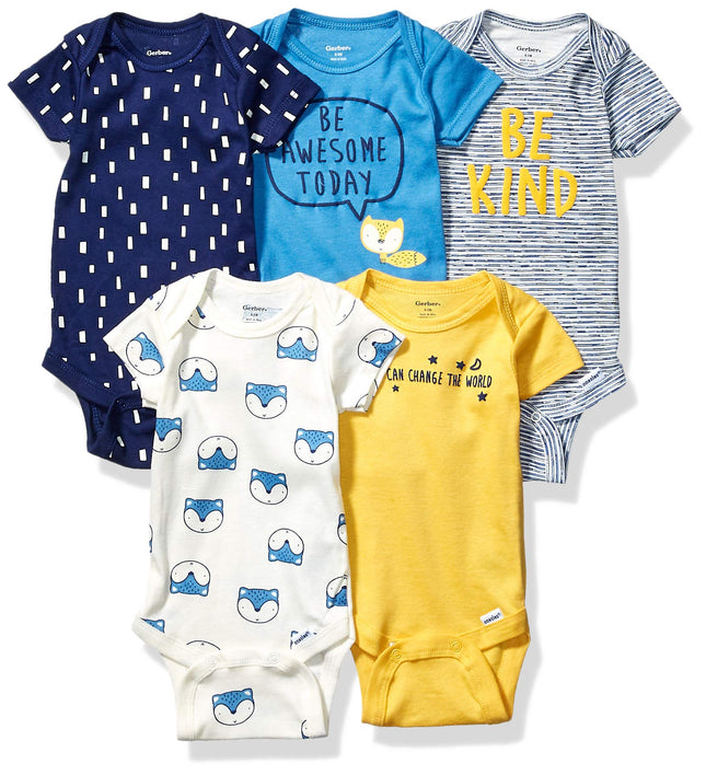 Gerber baby-boys 5-pack Short Sleeve Variety Onesi