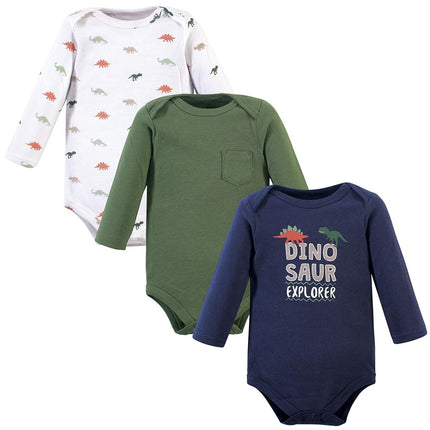 Lot de 5 grenouillères à manches longues en coton pour bébé unisexe Hudson Baby, motif dinosaure explorateur, 6-9 mois