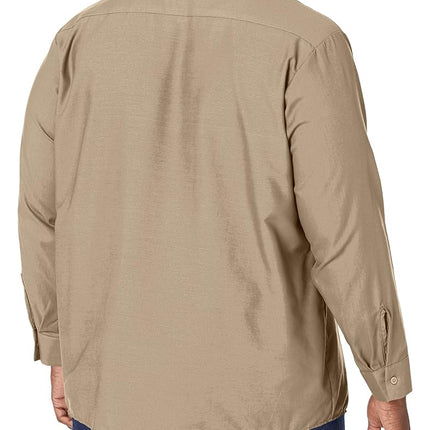 Red Kap Men's Industrial Work Shirt, Regular Fit, Long Sleeve Utility Button, Khaki, S