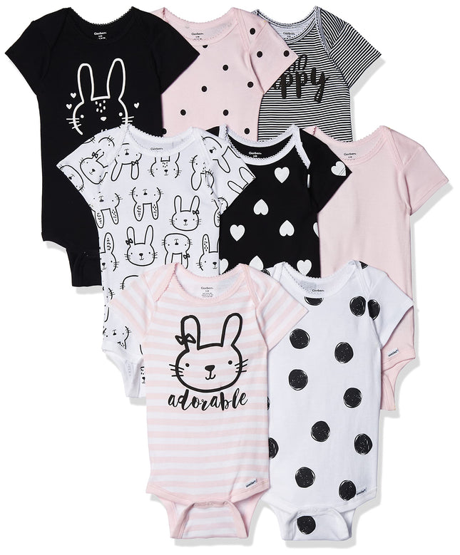 Gerber Baby Girls 8-pack Short Sleeve Onesies Body