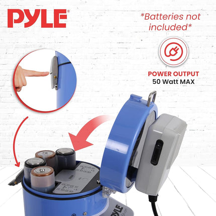 Pyle Portable Compact PA Megaphone Speaker w/LED Flashlight, Alarm Siren, Adjustable Volume, 50W Handheld Lightweight Bullhorn w/Detachable Mic, Battery Powered, for Indoor Outdoor Use (PMP51LT)