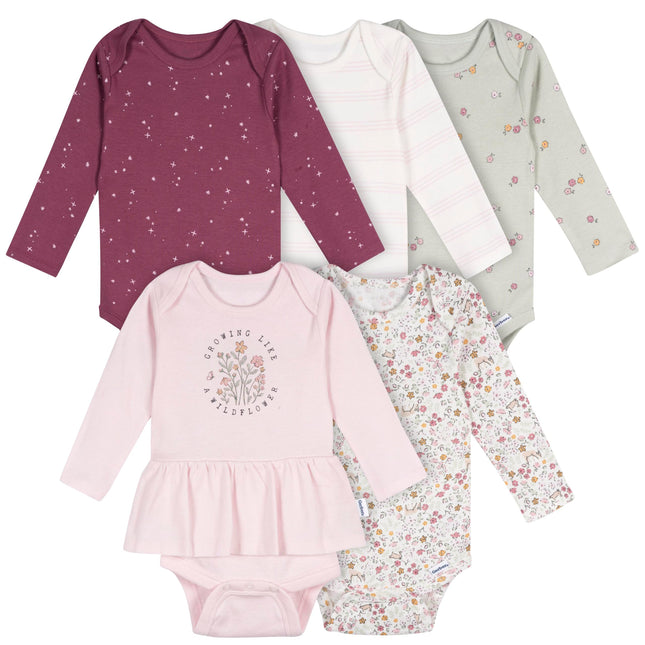 Gerber Baby Girls' 6-Pack Long-Sleeve Onesies Body
