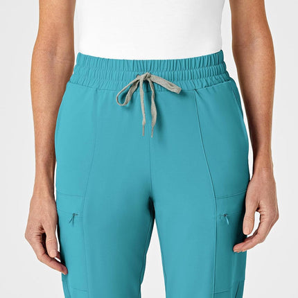 WonderWink PRO 5319 Women's Moderate Flare Leg Cargo Pant, Teal Blue, X-Small