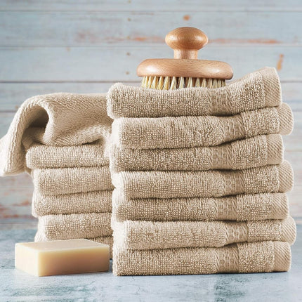 Hearth & Harbor 100% Ring Spun Cotton Washcloths 12 Pack - Washcloth for body and face, High Absorbent and Soft 33x33 cm Body Wash Cloth, Quick Dry - Black Washcloths
