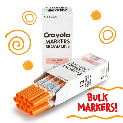 Crayola Orange Washable Markers, Broad Line Markers, 12 Count