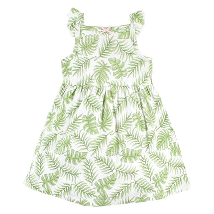 Hudson Baby Baby Girls' Cotton Dresses, Palm Leaf, 4T