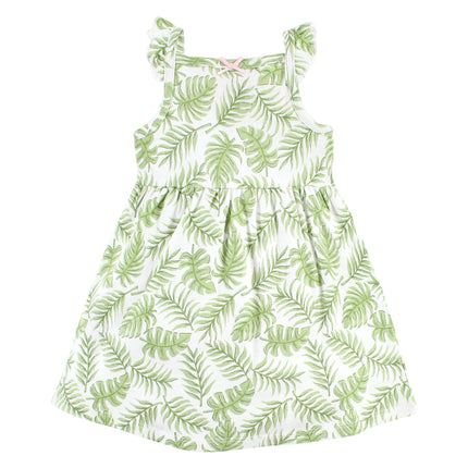 Hudson Baby Baby Girls' Cotton Dresses, Palm Leaf, 4T