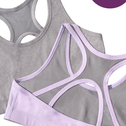 Sujetador deportivo racerback Fruit of the Loom Stay Dry para niña, orquídea estelar con gris/carbón, pequeño