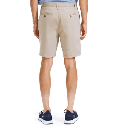 Nautica Men's Classic Fit Flat Front Stretch Solid Chino Deck Short Casual, True Khaki, 44 8.5