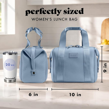 Fit & Fresh Remi Lunch Bag for Women Work – Neoprene Lunch Tote with Containers & Ice Pack, Reusable Meal Prep Lunch Box, Large Capacity, Machine Washable, Slate