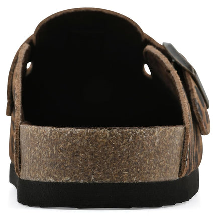 White Mountain Women's Bari Clog, Brown Leopard Suede, 9