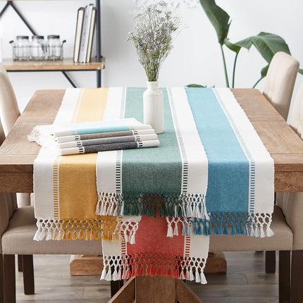 DII Dobby Stripe Woven Table Runner, 13 x 72-inch, Brown