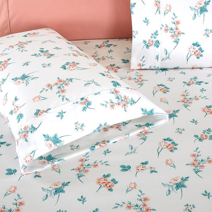 Elegant Comfort Softest and Coziest 4-Piece Sheet Set - 1500 Premium Hotel Quality Microfiber - Deep Pocket, Wrinkle Resistant 4-Piece Floral Bed Sheet Set, Twin, Celia Pink