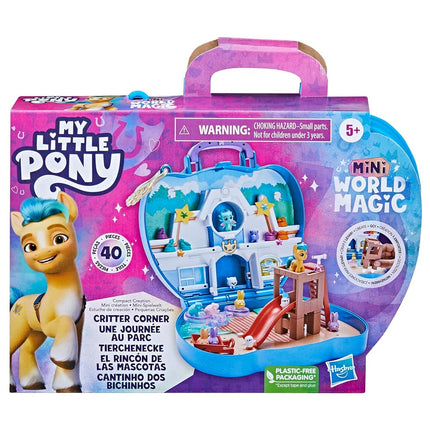 My Little Pony Mini World Magic Compact Creation Critter Corner Toy, Buildable Playset with Hitch Trailblazer Pony for Kids Ages 5 and Up