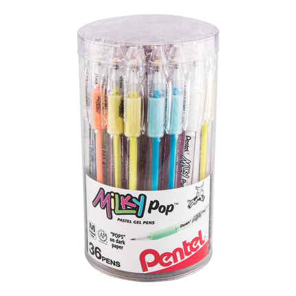 Pentel Milky Pop Pastel Gel Pens, (0.8mm) Med. Lin