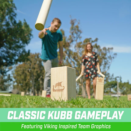 GoSports Regulation Size Kubb Viking Clash Toss Game Set for Kids & Adults