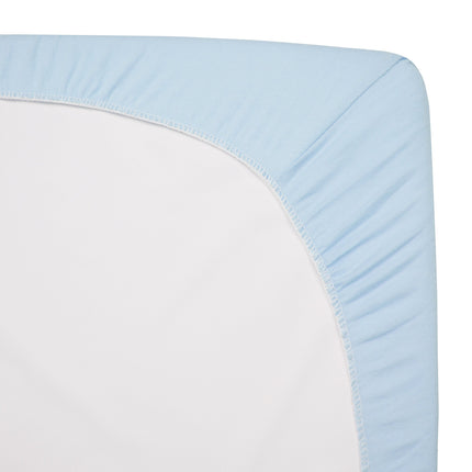 American Baby Company Supreme 100% Natural Cotton Jersey Knit Fitted Crib Sheet for Standard Crib and Toddler Mattresses, Blue, Soft Breathable, for Boys and Girls , 71x132x23 (Pack of 1)