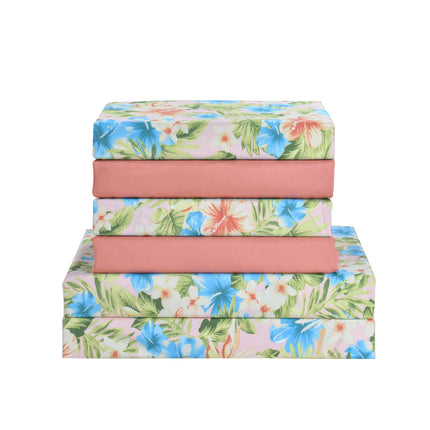Elegant Comfort Softest and Coziest 6-Piece Sheet Set - 1500 Premium Hotel Quality Microfiber - Deep Pocket, Wrinkle Resistant 6-Piece Floral Magnolia Pattern Bed Sheet Set, California King, Magnolia