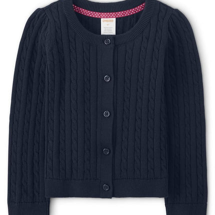 Gymboree Girls and Toddler Long Sleeve Cable Knit Cardigan Sweater, Navy Slate, 5T
