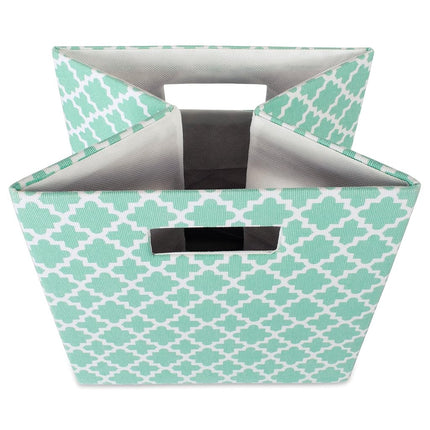 DII Hard Sided Collapsible Fabric Storage Container for Nursery, Offices, & Home Organization, (13x13x13) - Lattice Aqua
