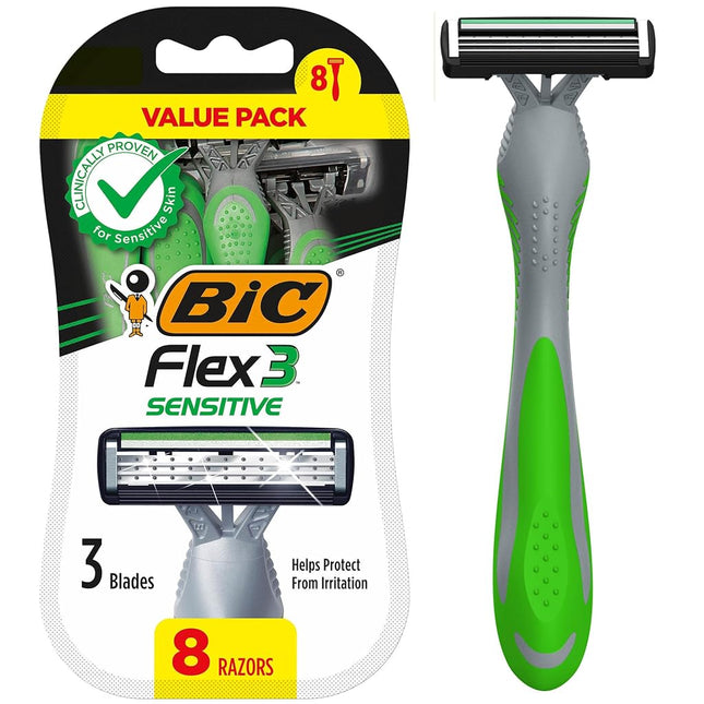 BIC Flex 3 Triple Blade Disposable Razor for Men, 8-Count