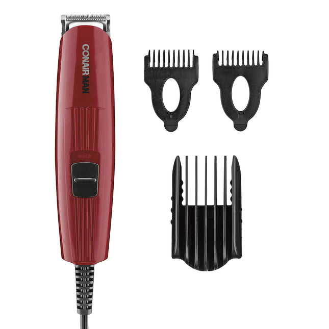 Tondeuse à barbe ConairMAN pour hommes avec tondeuse nez-oreilles et sabot-guide 5 positions, kit de toilettage 4 pièces pour hommes, avec fil
