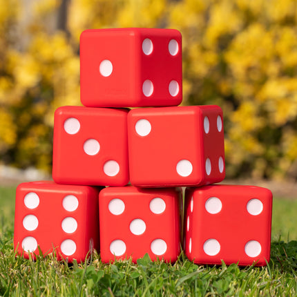 GoSports Giant 3.5 Inch Red Foam Playing Dice Set with Scoreboard, Includes 6 Dice, Dry-Erase Scoreboard and Carrying Case