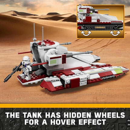 LEGO Star Wars Republic Fighter Tank Building Toy, The Clone Wars Kids Toy with 4 Character Minifigures Including Mace Windu, and 2 Battle Droid Figures for 7 Plus Year Old Boys, Girls & Fans 75342