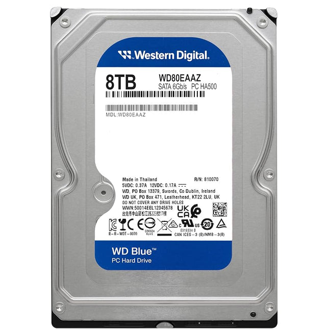 WD Blue 8TB 3.5" Internal Hard Drive - 5400 RPM Class, SATA 6 Gb/s, 256MB Cache, 2 Year Warranty