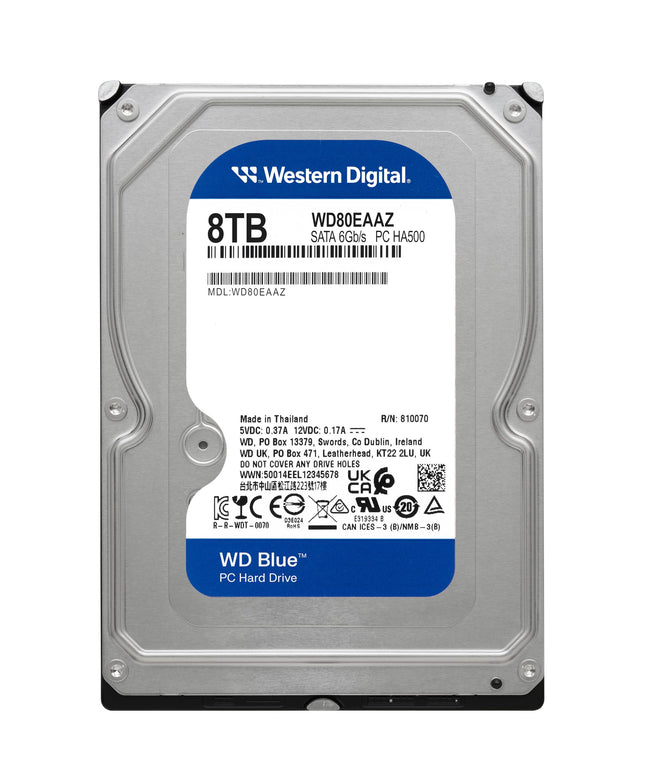 WD Blue 8TB 3.5" Internal Hard Drive - 5400 RPM Class, SATA 6 Gb/s, 256MB Cache, 2 Year Warranty