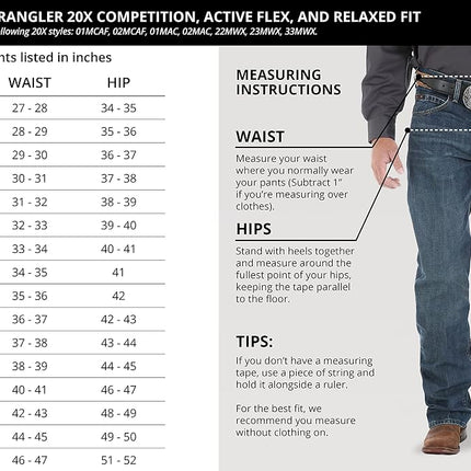 Wrangler Men's 20X 01 Competition Relaxed Fit Jean, River Wash, 40W x 32L
