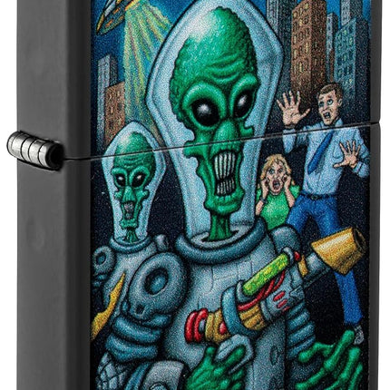 Zippo Alien Attack Design Black Matte Pocket Light