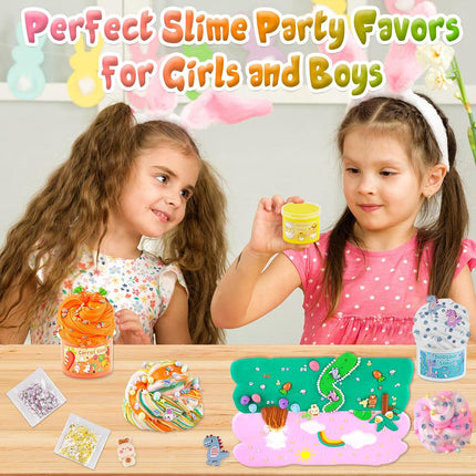 LAWOHO 6 Easter Slime Kit - Butter Slime for Children with Easter Eggs & Easter Slime Add-ins, Fluffy Slime Kits for Girls and Boys, 360 ml Easter Slime Making Kit, Easter Slime Party Favours for