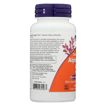NOW Foods - Alpha Lipoic Acid 600 mg. - 60 Vegetarian Capsules