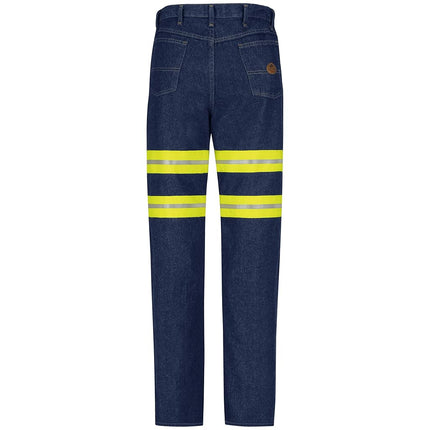 Red Kap Men's Enhanced Visibility Relaxed Fit Jean, Prewash with Yellow/Green Visibility Trim, 36x32