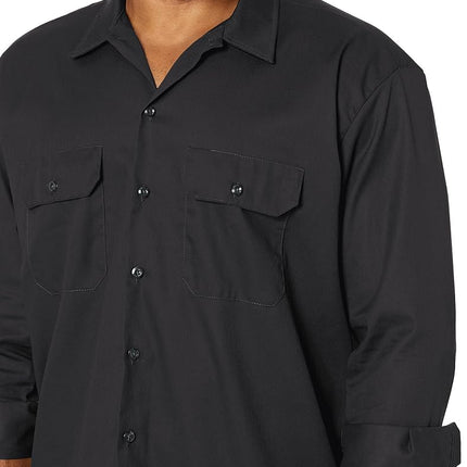 Dickies Men's Work Regular Regular Fit Long Sleeve Casual Shirt, Black, X-Large