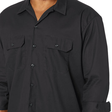 Dickies Men's Work Regular Regular Fit Long Sleeve Casual Shirt, Black, X-Large