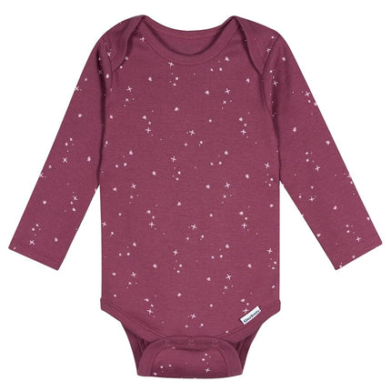 Gerber Baby Girls' 6-Pack Long-Sleeve Onesies Bodysuits, Wildflower, 0-3 Months