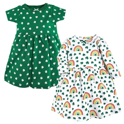 Hudson Baby Baby Girls' Cotton Dresses, St Patricks Rainbow, 9-12 Months
