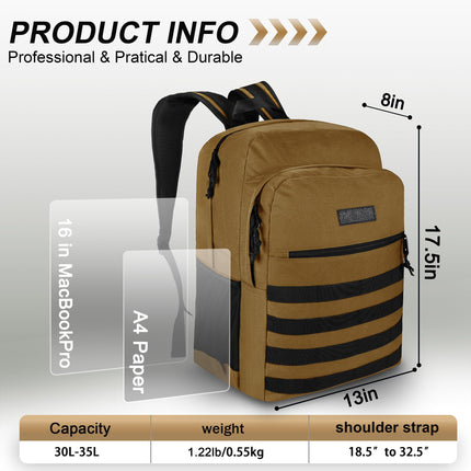 Sac à dos Wrangler Tradesman, sac à dos décontracté résistant à l'eau pour les voyages, le travail, l'école, Kaki, L, Moderne