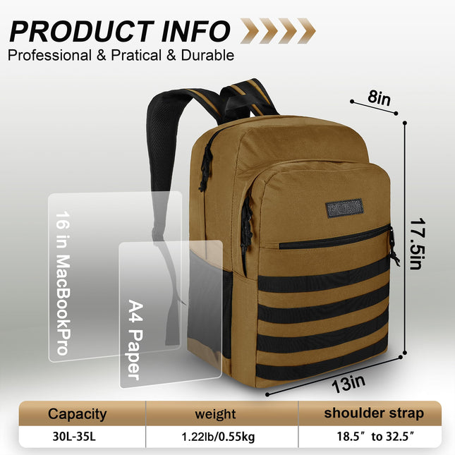 Mochila Wrangler Tradesman, mochila informal resistente al agua para viajes, trabajo, escuela, caqui, grande, moderna