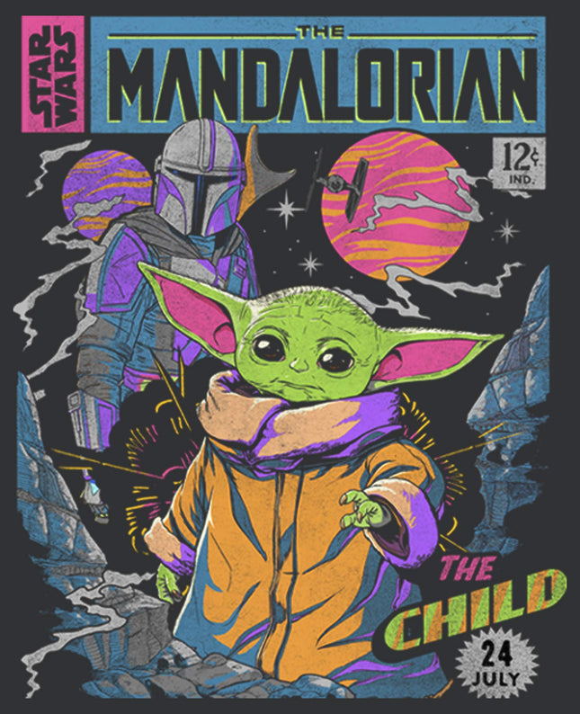 Fifth Sun Camiseta sin mangas de capa The Mandalorian Neon Poster Tri-Blend Racerback para júnior, Negro jaspeado, 2X
