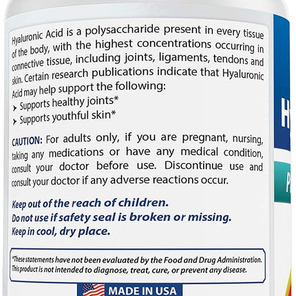 Best Naturals Hyaluronic Acid 200 mg 120 Tablets (Non-GMO, Gluten Free) - Promotes Youthful Healthy Skin & Healthy Joint Function (120 Count (Pack of 2))