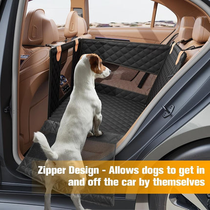 PETICON Large Dog Car Seat, Back Seat Extender for Dogs with 3 Mesh Windows, Waterproof Medium Carseat for Dogs with Hard Bottom, Pet Seat Cover for Cars, Trucks and SUVs (Black)