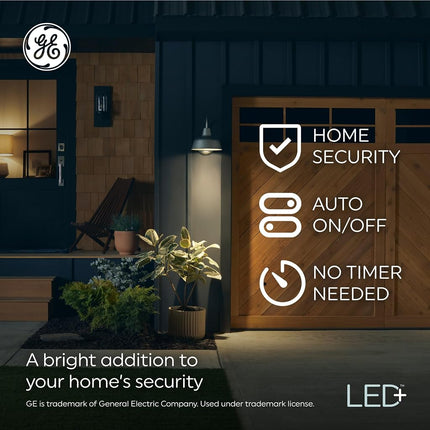 GE LED+ CA11 Dusk to Dawn LED Light Bulbs, Automatic On/Off Outdoor Security Lights, Daylight, E26 Medium Base, 2 Count (Pack of 1)