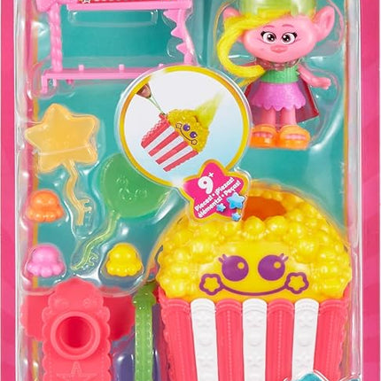 Mattel DreamWorks Trolls Fun Fair Surprise FairFest Small Doll & 10 Accessories, Carnival Food Popcorn Theme with Viva