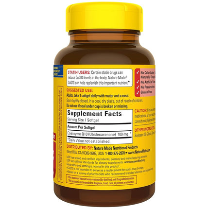 Nature Made CoQ10 100mg Softgels, Dietary Supplement for Heart Health Support, 120 Softgels, 120 Day Supply